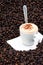 Cappuccino on coffee beans