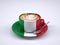 Cappuccino cup with Italy flag