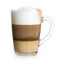 Cappuccino in glass cup isolated with clipping path