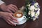 Cappuccino lovers flowers heart coffee