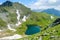 Capra Lake from Fagaras mountains, near Moldoveanu peak, Arges county, Transylvania, Romania