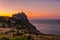 Capraia and the ancient fortress at the sunset