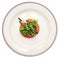 Caprese appetizer on plate, isolated