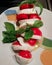 Caprese salad with fresh vine tomatoes and basil   Italy  chef plate