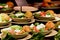 Caprese Salads in a self-service restaurant
