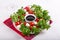 Caprese skewers with balsamic glaze, caprese salad Christmas wreath. Delicious appetizer, finger food