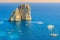Capri island and Faraglioni cliffs,Italy,Europe
