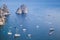 Capri island, Italy. Coastal landscape and yachts