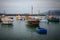 Capri Island with many boats. Typical summer day on Capri island