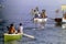 CAPRI, ITALY, 1967 - Some athletes swim in the Gulf of Naples in the traditional Capri-Naples marathon cross-country race