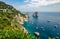 Capri, Italy - A view of the Faraglioni from the cliff