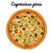 Capricciosa pizza with ham, olives and mushrooms