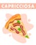 Capricciosa Pizza Slice Closeup Flat Illustration