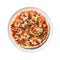 Capricciosa Pizza On White Plate On White Background Directly Above View