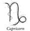 Capricorn astrology sign, hand drawn horoscope