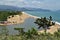 Capricorn beach and blue lagoon on sunny day