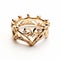 Capricorn Diamond Crown Ring - Modern-baroque Style In Light Gold