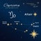 Capricorn. High detailed vector illustration. 13 constellations of the zodiac with titles and proper names for stars