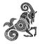 The capricorn sign horoscope ethnic style outline