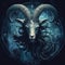 Capricorn is the sixth sign of the Zodiac. Its symbol is the sea goat. 3D Rendering. Generative AI