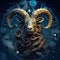 Capricorn is the sixth sign of the Zodiac. Its symbol is the sea goat. 3D Rendering. Generative AI