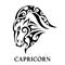 Capricorn. Tattoo maori tribal style. Horoscope. Astrological zodiac sign. Silhouette isolated Goat logo
