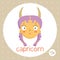 Capricorn zodiac sign, girl with horns