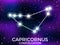 Capricornus constellation. Starry night sky. Cluster of stars and galaxies. Deep space. Vector