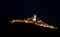 CAPRIGLIOLA, Nr AULLA, ITALY - SEPTEMBER 7, 2019: The hilltop village with lights like a ship for the annual festival of