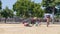 Caprivi, Namibia - August 20, 2016: Poor women walking on the roadside in the rural Caprivi Strip, the most populated region in Na