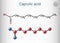 Caprylic acid, octanoic acid molecule. It is straight-chain saturated fatty and carboxylic acid. Salts are octanoates or