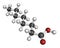 Caprylic (octanoic) acid. Medium-chain fatty acid, used as antimicrobial agent, food supplement and chemical intermediate. Atoms