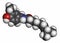 Capsaicin chili pepper molecule. Used in food, drugs, pepper spray, etc.  3D rendering. Atoms are represented as spheres with