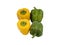 Capsicum, Two Yellow Two Green four Fantastic Capsicums Isolated On White Background