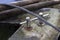 Capstan on a small sailing boat. Equipment for a sailing boat fl