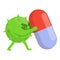 Capsule antibiotic resistance icon, cartoon style