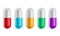 Capsule drug pill vector set. Tablet medicine in various colors for medical and pharmaceutical design elements