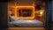 capsule hotel design, efficient and chic capsule hotel room with sliding door and ambient lighting, ideal for a cozy and