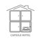Capsule hotel icon. Image of a hotel with individual small rooms for one bed. Modern hostel. Isolated vector image on