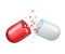 Capsules info graphic. Painkillers, antibiotics, vitamins, amino acids, minerals, bio active additive, sports nutrition