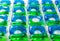 Capsules for washing laundry detergents for washing clothes in the washing machine background