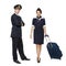 Captain of the aircraft and a beautiful flight attendant in a da