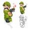 Captain Army Cartoon Character Aiming a Handgun with Shoot Pose