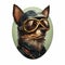 Captain Dog Pilot: A Dieselpunk Sticker Image Of A Yorkshire Terrier