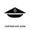 Captain Hat icon vector isolated on white background, logo concept of Captain Hat sign on transparent background, black filled