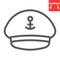 Captain hat line icon, sea and uniform, captain cap vector icon, vector graphics, editable stroke outline sign, eps 10.