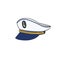 Captain hat. Sea forces captain cap. Boat crew uniform. Vector illustration