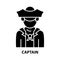 captain icon, black vector sign with editable strokes, concept illustration