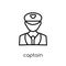 captain icon. Trendy modern flat linear vector captain icon on w