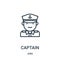 captain icon vector from jobs collection. Thin line captain outline icon vector illustration. Linear symbol